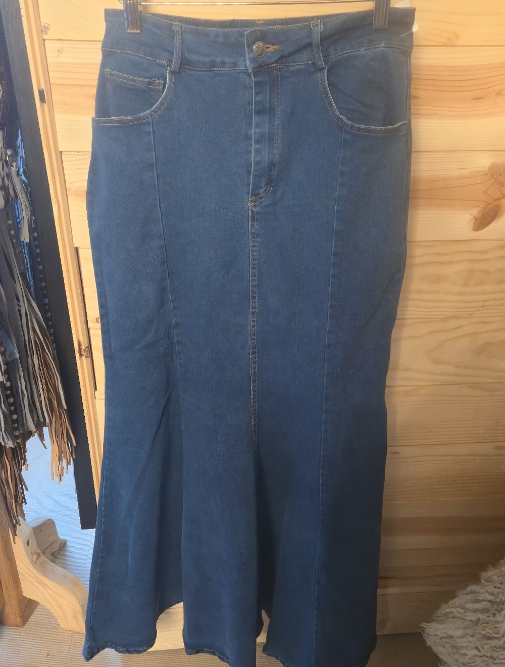 Lucky & Blessed Dark Blue Denim Maxi Skirt